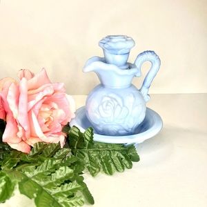 1978 Avon Skin So Soft Blue Bottle, Stopper and bowl. (Empty). Excellent Cond.